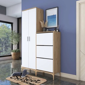 Έπιπλο Εισόδου Καρυδί / Λευκό CROUSU 120x37.5x198.6