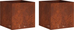 vidaXL Γλάστρα Κήπου 2 τμχ. Σκ rusty 50 x 50 x 49 cm
