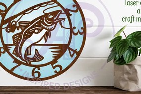 Σετ των 3 Intra απο ξύλο plywood 3mm-4mm πάχος Atlantic Cod Fishing Wall Clock  Δίασταση 8x8 cm INTRAFABR-119506221