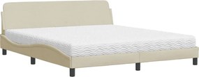 vidaXL Κρεβάτι με Στρώμα Dover Κρεμ 180x200 εκ. Υφασμάτινο