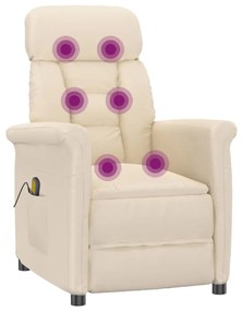 vidaXL Πολυθρόνα Μασάζ Μπεζ από Ύφασμα Μικροϊνών