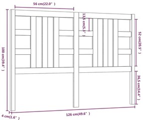 Κεφαλάρι Κρεβατιού Λευκό 126 x 4 x 100 εκ. Μασίφ Ξύλο Πεύκου - Λευκό