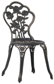 Καρέκλες Bistro 2 τεμ. Μπρονζέ από Χυτό Αλουμίνιο - Καφέ
