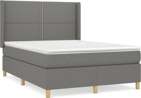 vidaXL Κρεβάτι Boxspring με Στρώμα Σκούρο Γκρι 140x200 εκ Υφασμάτινο