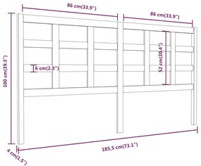 Κεφαλάρι Κρεβατιού Μαύρο 185,5x4x100 εκ. Μασίφ Ξύλο Πεύκου - Μαύρο