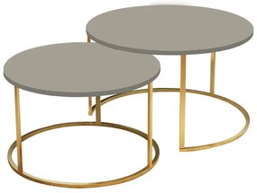 Τραπέζια σαλονιού Solme pakoworld σετ 2τεμ κρεμ μελαμίνης-χρυσό μέταλλο