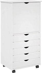 vidaXL Κινητό Ντουλάπι 53 x 39 x 103 cm Στερεό ξύλο πεύκου Λευκό