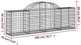 vidaXL Συρματοκιβώτια Τοξωτά 11 τεμ. 200x30x60/80 εκ. Γαλβαν. Ατσάλι