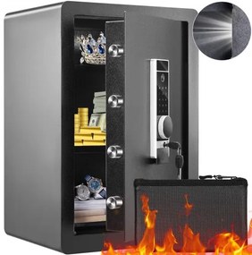 VEVOR Safe, 2.2 Cubic Feet Home Safe, Steel Security Safe with Fingerprint, Digital Keypad and 2 Keys, Cabinet Safe with Large Fire-proof Bag, Protect Cash, Gold, Jewelry, Documents, 15.8x13x23.6 inch