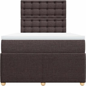 vidaXL Κρεβάτι Boxspring με Στρώμα Σκούρο Καφέ 120x190 εκ Υφασμάτινο