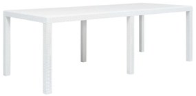 Τραπέζι Κήπου Λευκό με Εμφάνιση Ρατάν 220x90x72 εκ. Πλαστικό