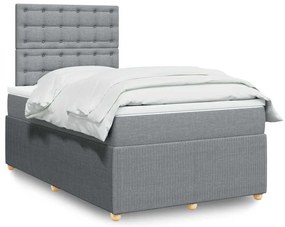 vidaXL Κρεβάτι Boxspring με Στρώμα Ανοιχτό Γκρι 120x190 εκ. Υφασμάτινο