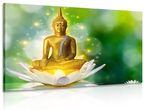Εικόνα του χρυσού Βούδα σε λουλούδι λωτού - 90x60