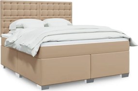 vidaXL Κρεβάτι Boxspring με Στρώμα Καπουτσίνο 180x200 εκ. Συνθ. Δέρμα