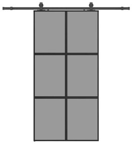 vidaXL Σετ συρόμενης πόρτας με υλικό μαύρο 102,5x205 cm