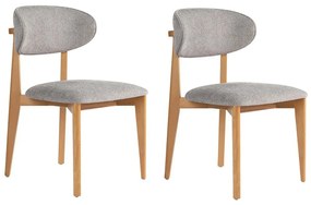 Καρέκλα Lionte (Σετ 2Τμχ) 566WYL1127 53x58x86cm Grey-Oak Ξύλο,Ύφασμα
