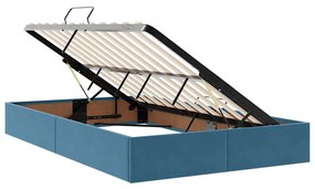vidaXL Κρεβάτι Αποθήκης με στρώμα Σκούρο Μπλε 120 x 200 cm Βελούδο