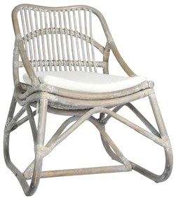 Καρέκλα Γκρι από Ρατάν και Λινό Ύφασμα