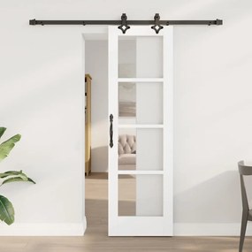 vidaXL Συρόμενη Πόρτα Λευκό 61 x 198.5 εκ. Ξύλο και μέταλλο
