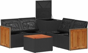 vidaXL Σετ Καναπέ 6 τμχ. Μαύρο και Κρεμ Λευκό 55 x 55 x 37 εκ