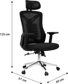 Καρέκλα γραφείου διευθυντή WING mesh μαύρο 65x61x117/125