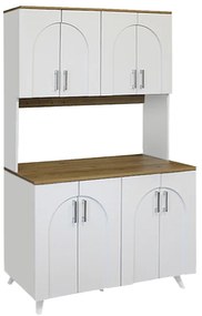 Έπιπλο κουζίνας Kalira 4 Megapap χρώμα λευκό - rota oak 120x40x196εκ.