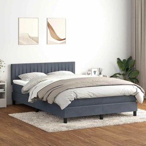 Κρεβάτι Boxspring με Στρώμα Σκούρο Γκρι 160x210 εκ. Βελούδινο - Γκρι