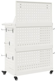 vidaXL Καρότσι εργαλείων με ράφι Λευκό 65 x 35 x 111 εκ Κρύα χάλυβας