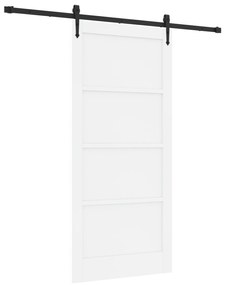 vidaXL Συρόμενη Πόρτα  με Σετ Υλικών Λευκή 93x202 εκ. Συμπαγές Ξύλο Πεύκου