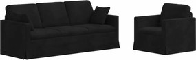 vidaXL Σετ Καναπέ 2 pcs Μαύρο 198 x 78 x 80 εκ Βελούδο