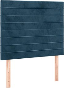 vidaXL Κρεβάτι Boxspring με Στρώμα Σκούρο Μπλε 100x200 εκ. Βελούδινο