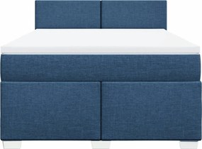 vidaXL Κρεβάτι Boxspring με Στρώμα Μπλε 160x200 εκ. Υφασμάτινο