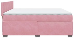 vidaXL Κρεβάτι Boxspring με Στρώμα Ροζ 200x200 εκ. Βελούδινο