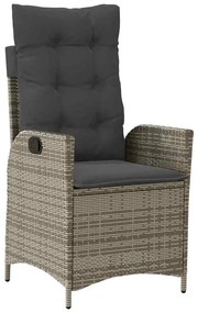 vidaXL Σέτ φαγητού για κήπο με μαξιλάρι 5 pcs Γκρι συνθετικό ρατάν