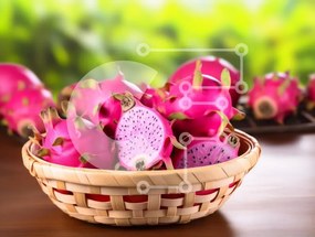 Σετ των 2 Intra Συλλεκτικό Ξύλινο Παζλ Plywood  4mm - Καλάθι με Φρούτα Δράκου Σε Ξύλινο Κουτί - Διαστάσεις: 10x10 cm – 25 κομμάτια