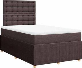 vidaXL Κρεβάτι Boxspring με Στρώμα Σκούρο Καφέ 120x200 εκ. Υφασμάτινο
