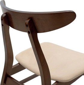 Καρέκλα Orlean pakoworld μπεζ ύφασμα-rubberwood καρυδί πόδι