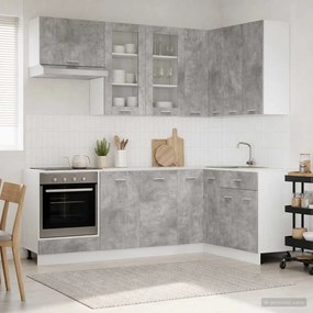 vidaXL Μονάδα κουζίνας LYON 8 pcs Γκρι Σκυροδέματος Επεξεργασμένο Ξύλο