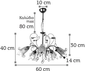 Φωτιστικό οροφής InLight 5300-5 Πολύφωτο-Μπρονζέ