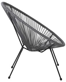 Πολυθρόνα Μεταλική Μαύρη, ACAPULCO Plastic Rattan Γκρι 73x76x89cm