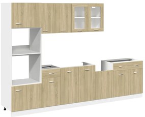 vidaXL Σετ Ντουλαπιών Κουζίνας 7 Τεμαχίων "Lyon" από Τεχνητό Ξύλο Sonoma Δρυς