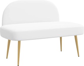 vidaXL Δερμάτινος Πάγκος με Πλάτη Λευκό 110 x 60 x 76 cm