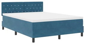 vidaXL Κρεβάτι με ελατήρια Σκούρο Μπλε 140 x 190 cm Βελούδο