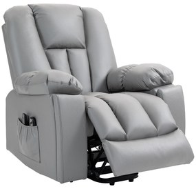 HOMCOM Πολυθρόνα Μασάζ Relax, Πολυθρόνα για Ηλικιωμένους, Τηλεχειριστήριο, Πλαϊνές Τσέπες, 94 cm x 96 cm x 106 cm, Σκούρο Γκρι