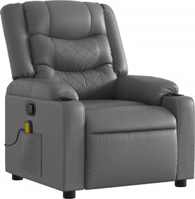 vidaXL Πολυθρόνα Μασάζ Ανακλινόμενη Γκρι από Συνθετικό Δέρμα