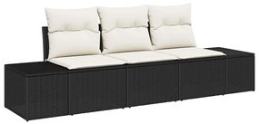 vidaXL Σετ Καναπέ Κήπου 3 pcs Μαύρο, Κρέμα Πολυ rattan, βαμμένο ατσάλι