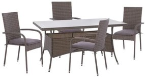 ΣΕΤ ΤΡΑΠΕΖΑΡΙΑΣ 5ΤΜΧ ΤΡΑΠ. 150Χ90 & ΠΟΛΥΘΡΟΝΕΣ WICKER RATTAN ΓΚΡΙ HM11713.01