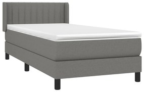 vidaXL Κρεβάτι Boxspring με Στρώμα Σκούρο Γκρι 90x200 εκ. Υφασμάτινο