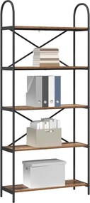 vidaXL Ράφι Βιβλίων 5 επιπέδων 80 x 30 x 183 εκ Επεξεργασμένο ξύλο
