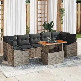 vidaXL Σετ Καναπέ Κήπου 8 pcs Γκρι Πολυέστερ και Κατασκευασμένο Ατσάλι